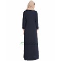 Front open abaya with frills on panels and sleeves- Navy Blue Front open abaya with frills on panels and sleeves- Navy Blue